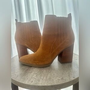 MARC FISHER Women’s Alva Suede Pointed Toe Bootie - Light Brown - Size 7.5